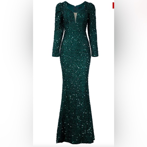 Emerald green sequin prom dress - mermaid fit and flare - Picture 1 of 6